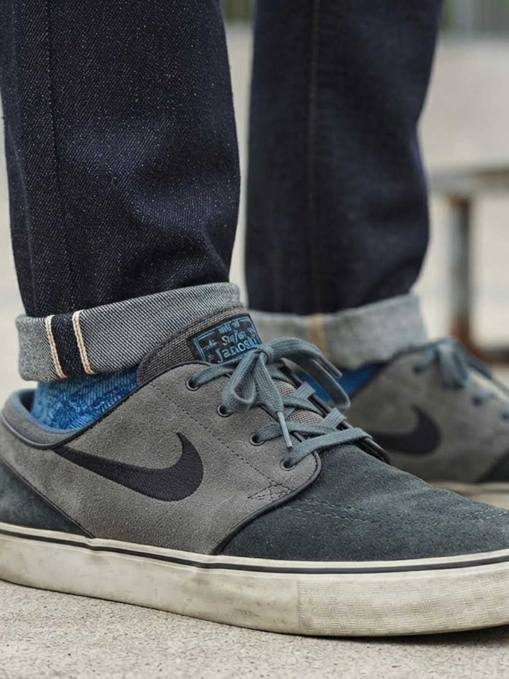 Nike Men’s Gray Suede Skate Sneakers